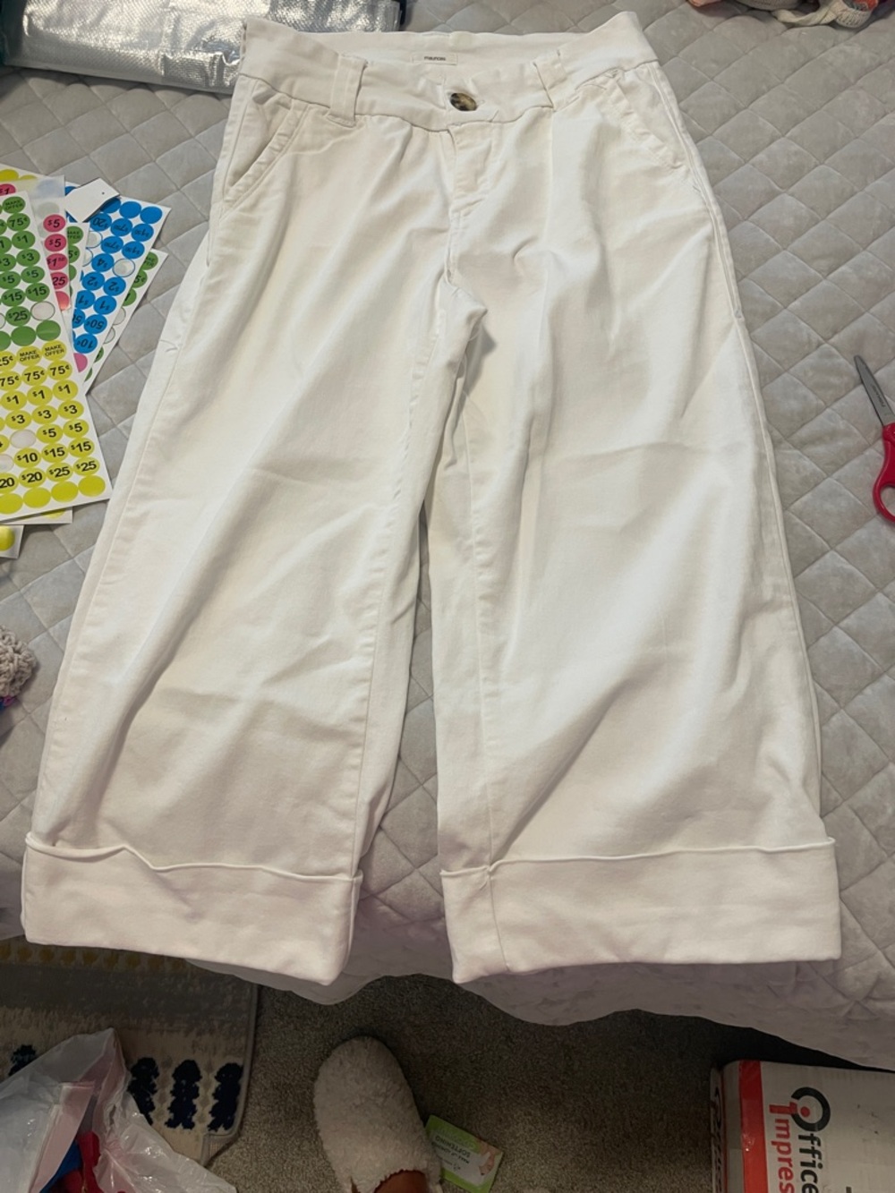 Maurices White Wide-Leg Cuffed Kids Pants